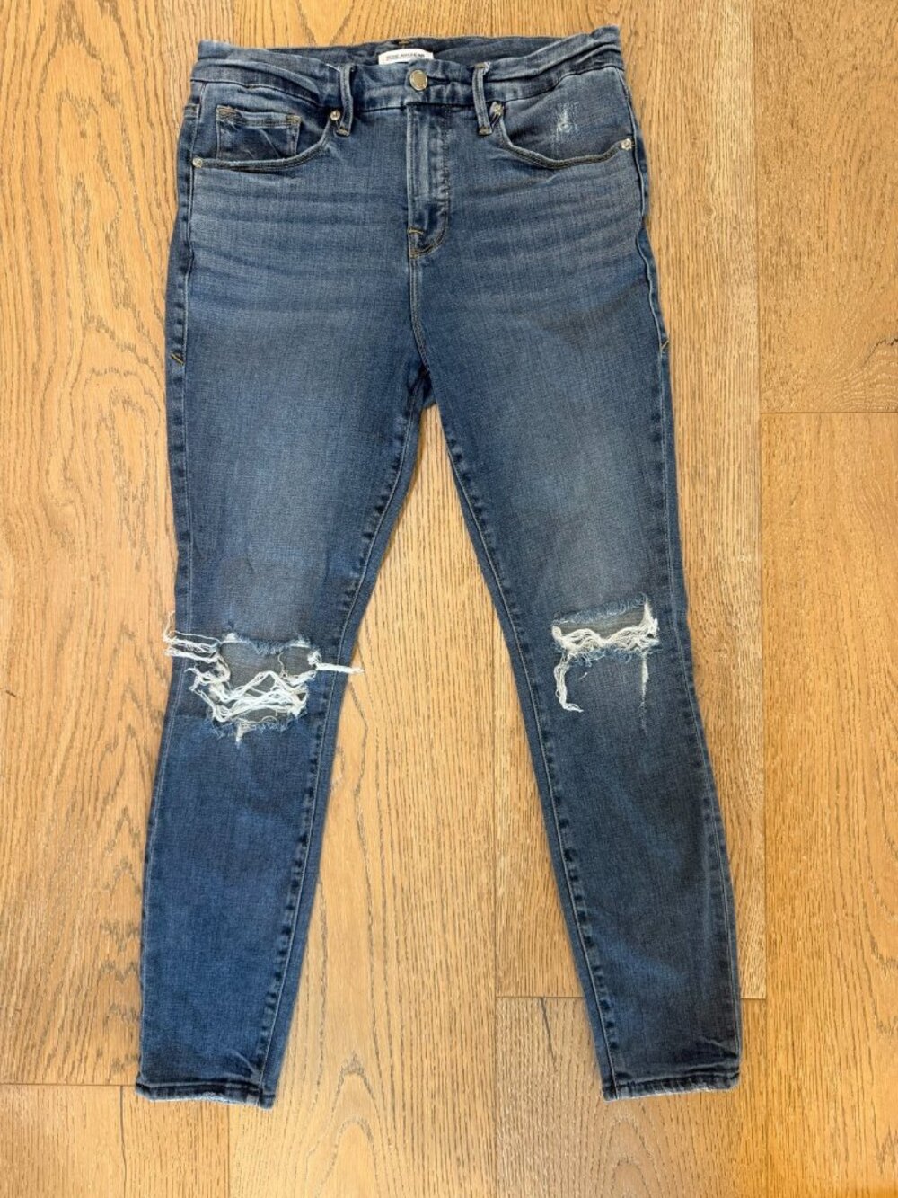 Good American Good Legs Crop Distressed Skinny Jeans Size 8/29